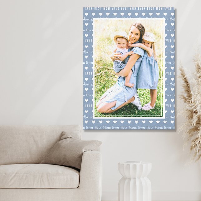 Bästa Mamma någonsin blå fotomört Canvastryck (Skapare uppladdad)