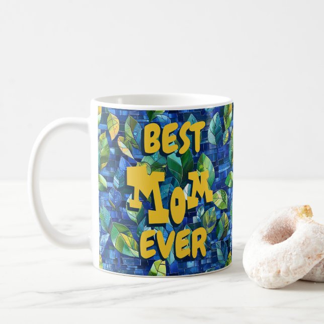 Bästa mamma någonsin Blå kaffemugg (Med munk)