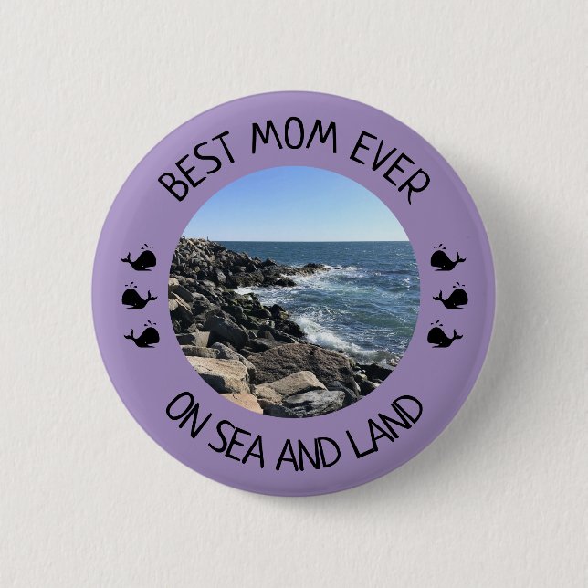 Bästa mamma någonsin Blå Ocean Foto Knapp (Framsida)