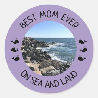 Bästa mamma någonsin Blå Ocean Foto Runt Klistermärke