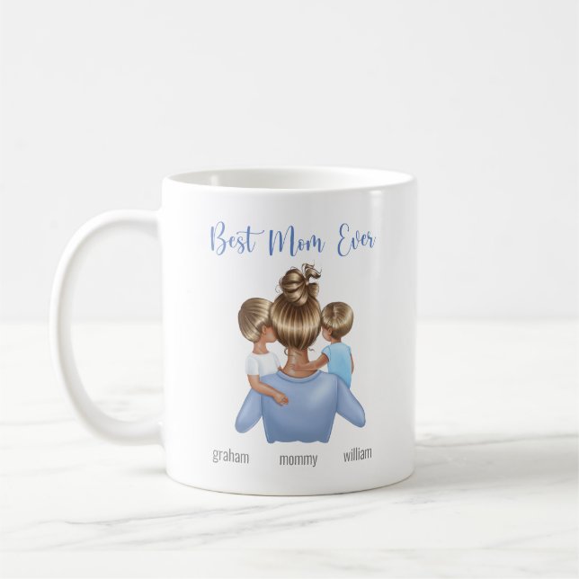 Bästa Mamma någonsin Blå vit Kaffemugg (Vänster)