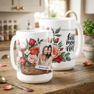 Bästa mamma någonsin blombukett & foto mors dag kaffemugg