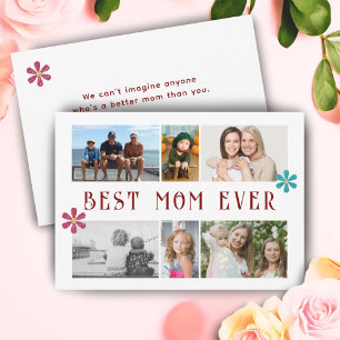 Bästa mamma någonsin Blomma 6 Foto Collage Mors da Julkort