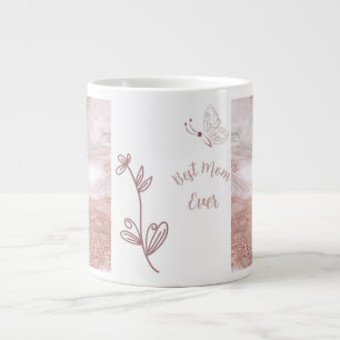 Bästa mamma någonsin, blomma och fjäril specialmug jumbo mugg