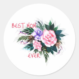 Bästa mamma någonsin blomma runt klistermärke
