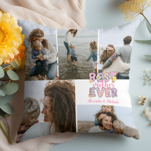 Bästa mamma någonsin Blommig 5 Fotosammanställning Kudde