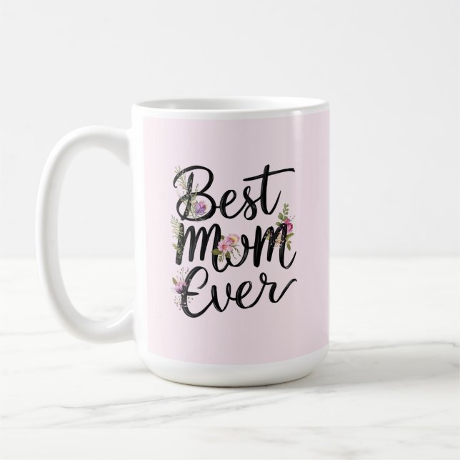 Bästa mamma någonsin blommig design  kaffemugg (Vänster)