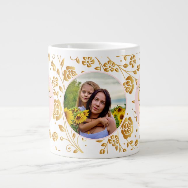 Bästa mamma någonsin Blommig Foto Mors dag Jumbo Mugg (Framsidan)