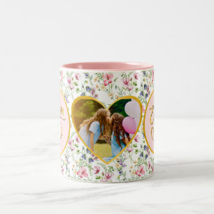 Bästa mamma någonsin Blommig Foto Mors dag Två-Tonad Mugg