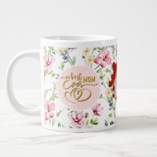 Bästa mamma någonsin Blommig foto Morsdagsmugg Jumbo Mugg