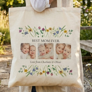 Bästa mamma någonsin Blommig Foto Tygkasse