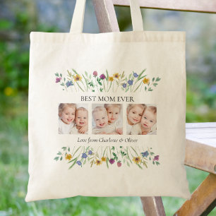 Bästa mamma någonsin Blommig Foto Tygkasse