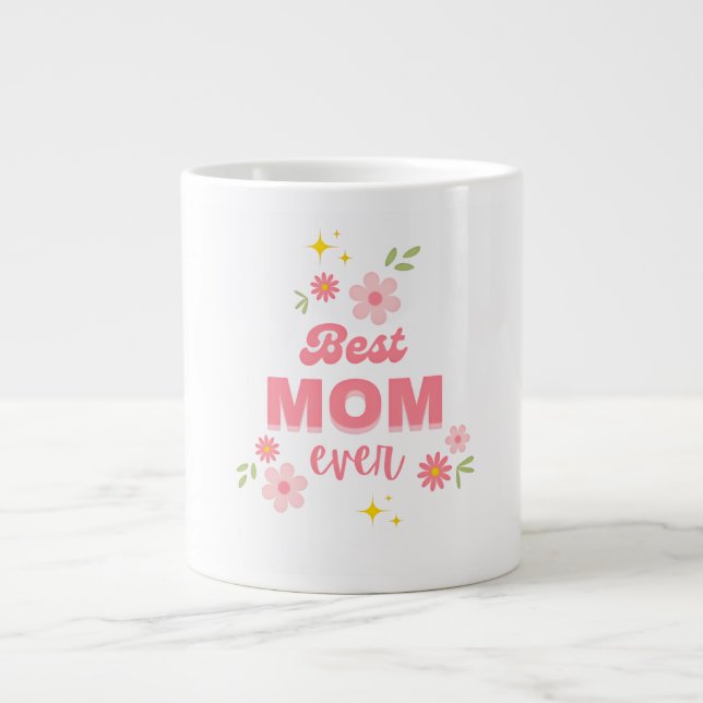 Bästa mamma någonsin blommig kaffemugg | Söt estet Jumbo Mugg (Framsidan)