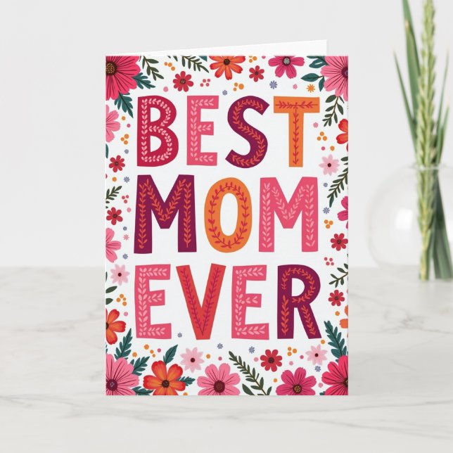 Bästa mamma någonsin blommig kort (Framsida)