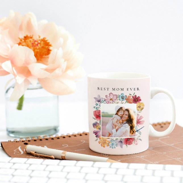 Bästa mamma någonsin blommig mugg (Skapare uppladdad)