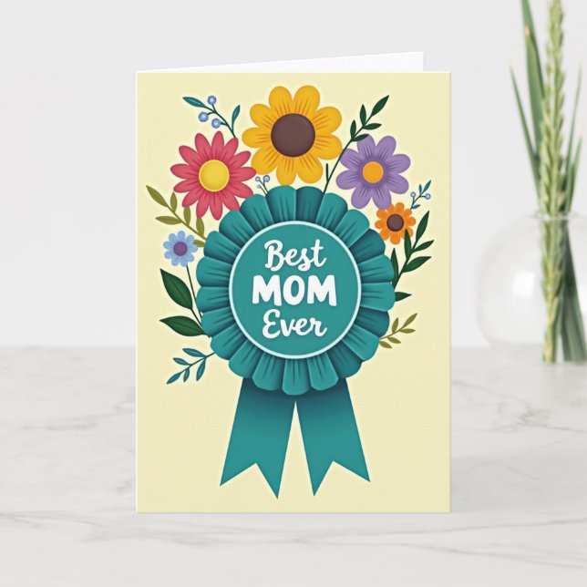Bästa mamma någonsin Blommig Pris Kort (Framsida)