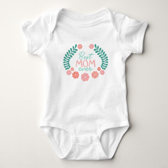 Bästa mamma någonsin blommig ram t shirt (Framsida)