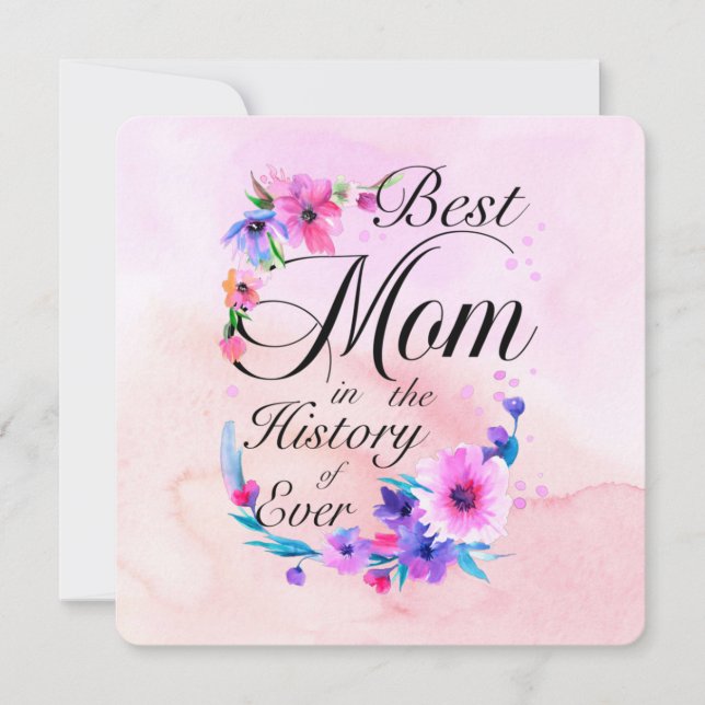 Bästa mamma någonsin, Blommig Rosa Lila Hälsningar (Framsida)