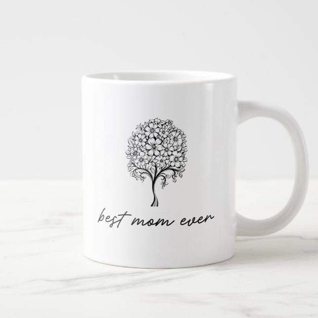 Bästa mamma någonsin Blommig trädillustration Jumbo Mugg (Höger)