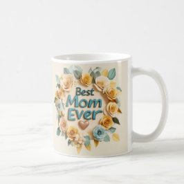 BÄSTA MAMMA NÅGONSIN - Blommigt 3D-Gult och -Grönt Kaffemugg