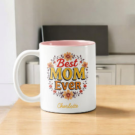 Bästa Mamma någonsin-Blommigt-andetag | Cute Mors  Två-Tonad Mugg