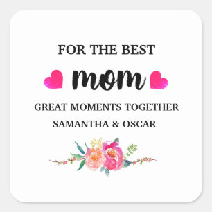 Bästa Mamma någonsin Blommigt Candle-etikett Gif Fyrkantigt Klistermärke