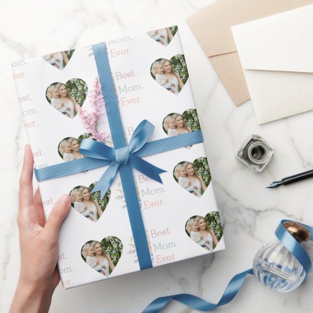 Bästa Mamma någonsin Blommigt Heart Photo Collage Presentpapper (Gifting)