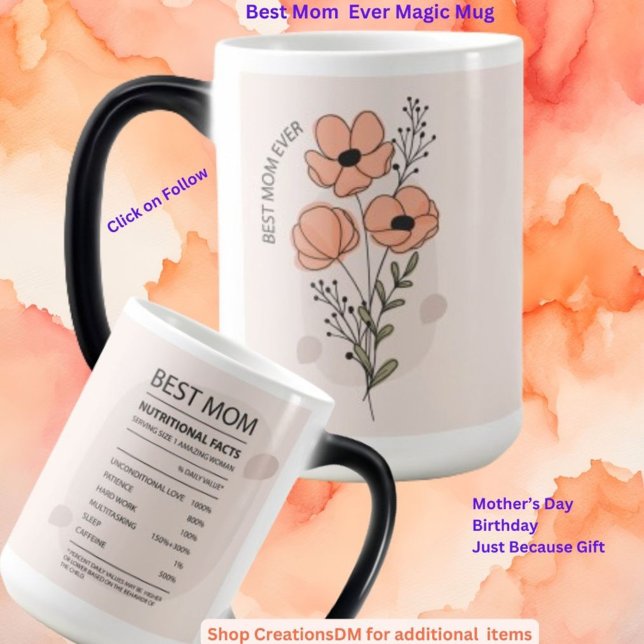 Bästa Mamma någonsin-Blommigt Magisk Mugg (Skapare uppladdad)