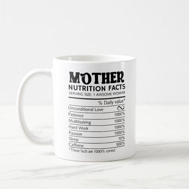 Bästa Mamma någonsin-Blommigt med Mor näringsfakta Kaffemugg (Vänster)