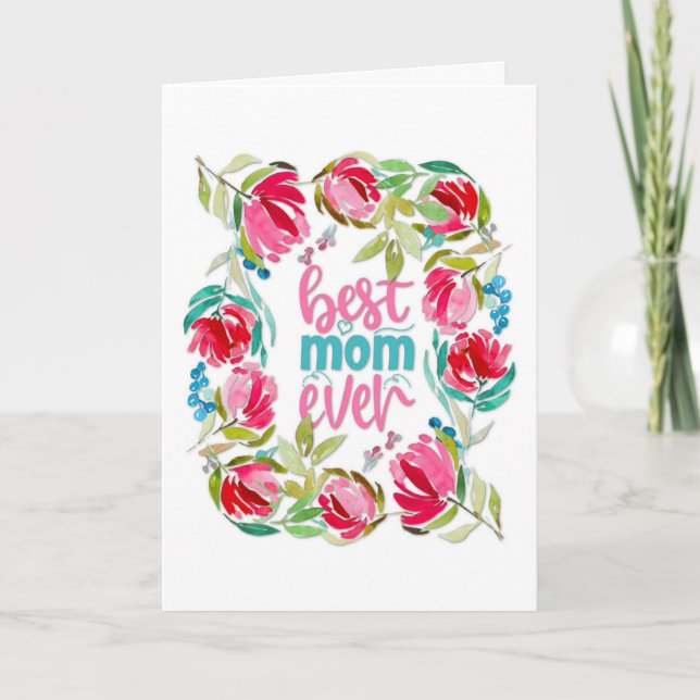 Bästa Mamma någonsin Blommigt Mors dag Kort (Framsida)