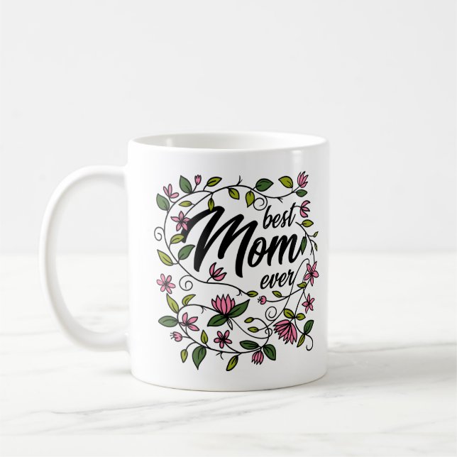 Bästa Mamma någonsin Blommigt Mugg (Vänster)