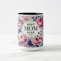 Bästa Mamma någonsin Blommigt Mugg - Elegant Peony