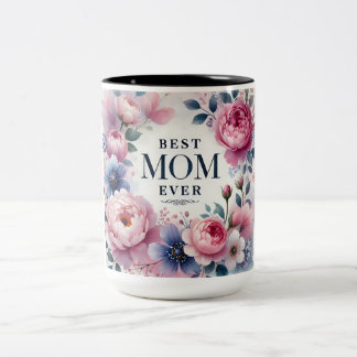 Bästa Mamma någonsin Blommigt Mugg - Elegant Peony