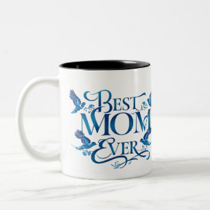 Bästa Mamma någonsin - Blommigt och blåfågeln Mors Två-Tonad Mugg