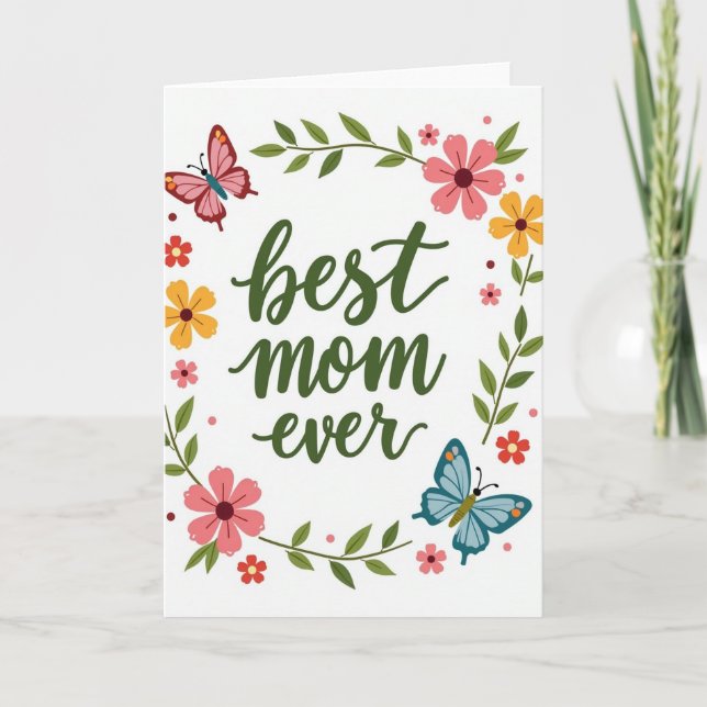 Bästa mamma någonsin Blommigt papperskort Kort (Framsida)