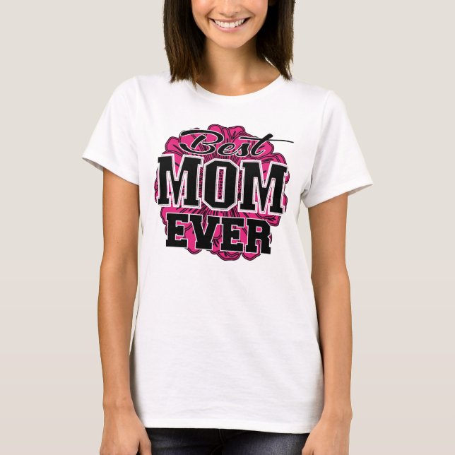 Bästa Mamma någonsin-Blommigt T Shirt (Framsida)