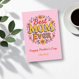 Bästa Mamma någonsin Blommigt Utandning Cute M Kort