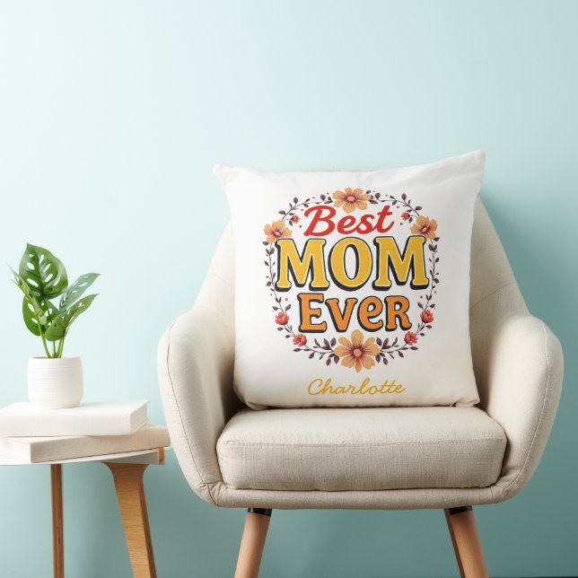 Bästa Mamma någonsin | Blommigt Utandning | Cute M Kudde (Stol)