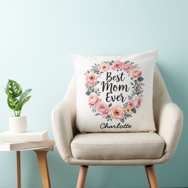 Bästa Mamma någonsin | Blommigt Utandning | Cute M Kudde (Stol)
