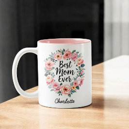 Bästa Mamma någonsin | Blommigt Utandning | Cute M Två-Tonad Mugg