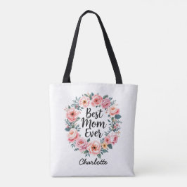 Bästa Mamma någonsin | Blommigt Utandning | Cute M Tygkasse