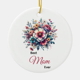 Bästa Mamma någonsin-blommigtens vattenfärg Julgransprydnad Keramik