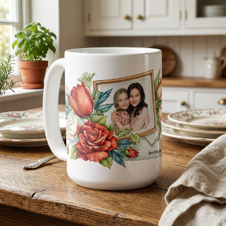 Bästa mamma någonsin blommor & foto Mors dag Kaffemugg