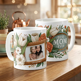 Bästa mamma någonsin Blommor Foto Namn Mors dag  Kaffemugg