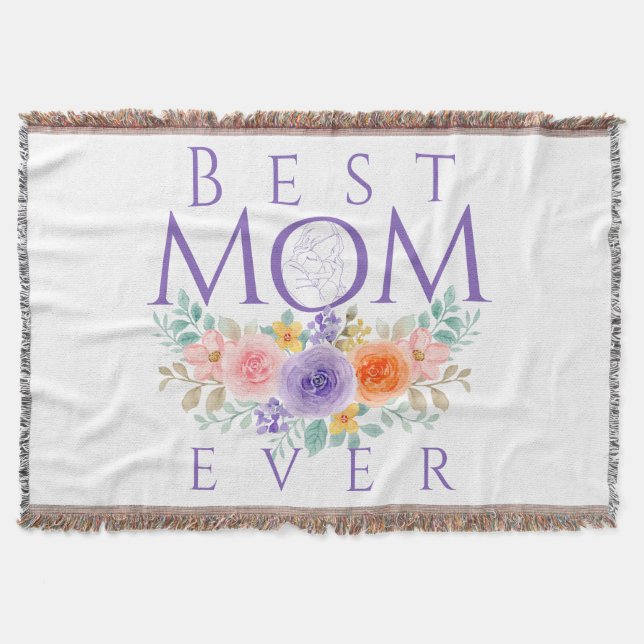 Bästa Mamma någonsin-blommor, Mors dag-citat Filt (Framsidan)