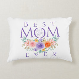 Bästa Mamma någonsin-blommor, Mors dag-citat Prydnadskudde