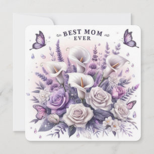 Bästa mamma någonsin blommor och fjärilar julkort