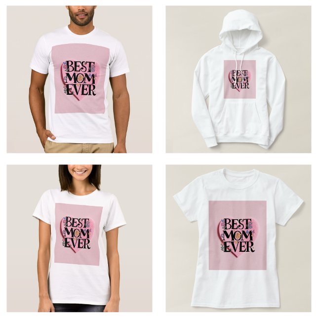 Bästa Mamma någonsin-blommor och Rosa Heart T Shirt (Best Mom Ever Flowers And Pink Heart T-Shirt clothes)