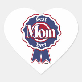 Bästa Mamma någonsin Blue Ribbon Hjärtformat Klistermärke