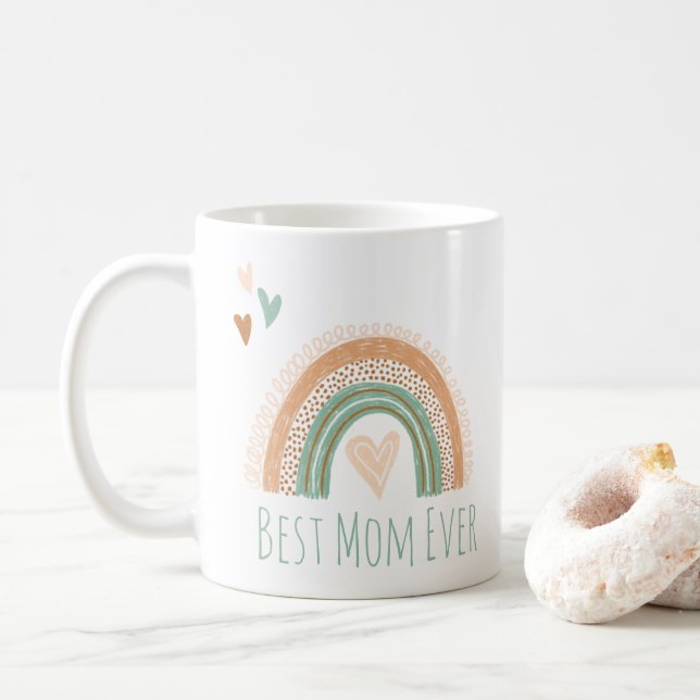 Bästa Mamma någonsin Boho Rainbow Coffee Mugg (Med munk)